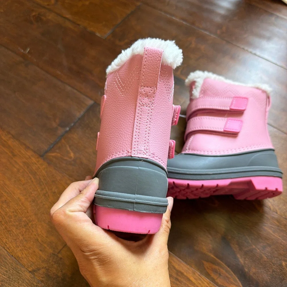 Cat & Jack Denver Pink Waterproof Snow Boots Faux Fur Trim Toddler Size 6 NEW